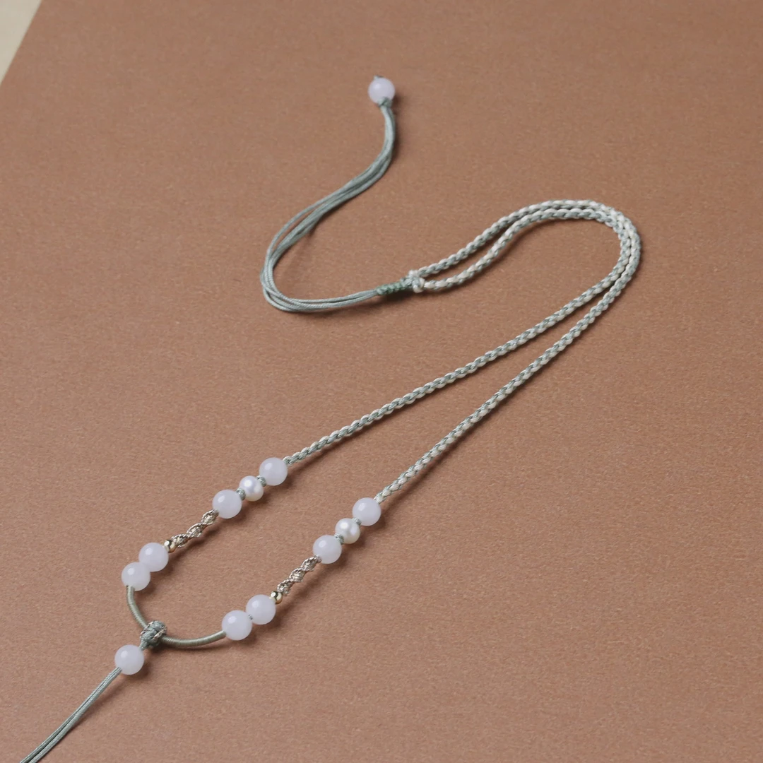 和田玉高端手工编织玉线绳珠珠吊坠绳配顶珠男女款167