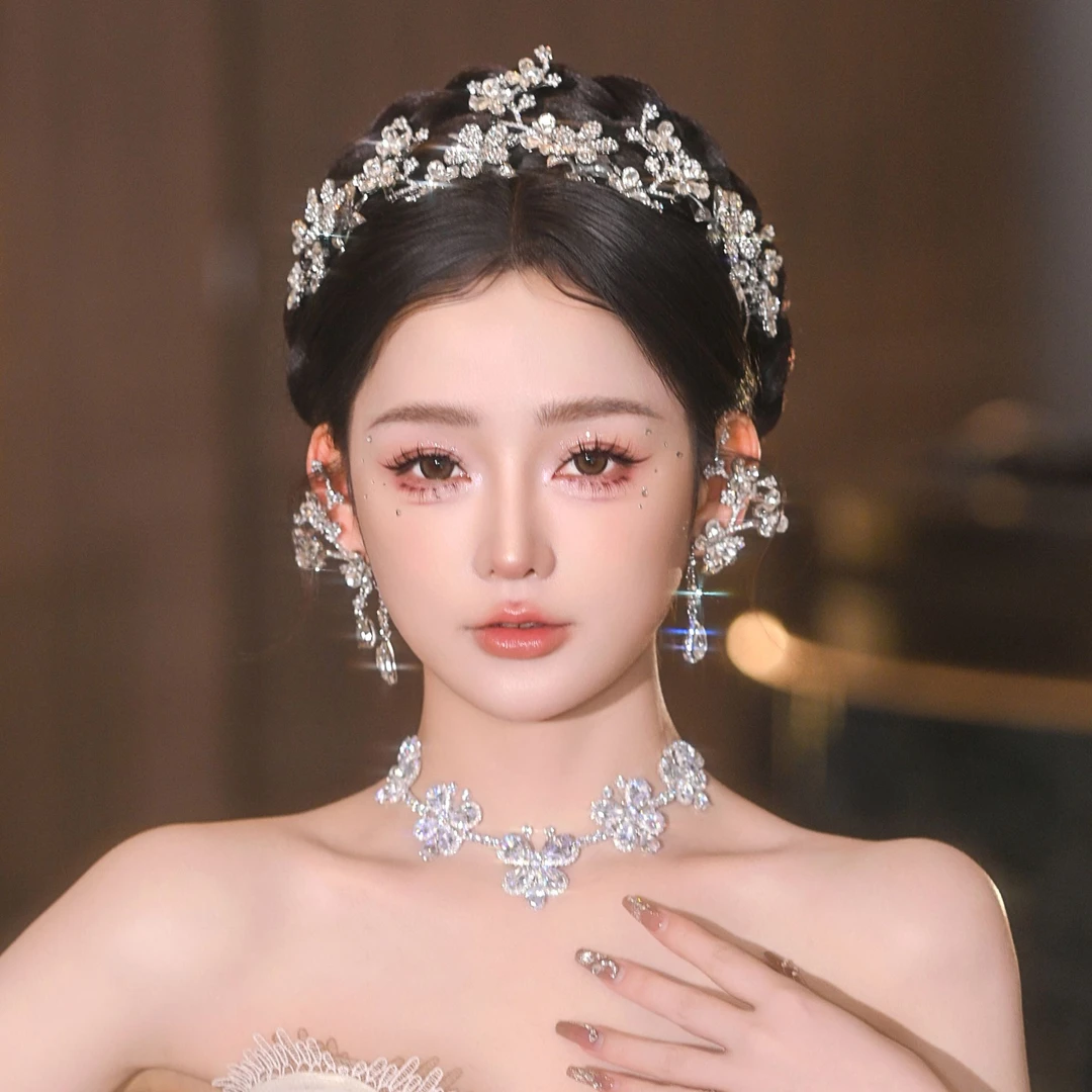 合金仿水晶婚庆饰品 00953新娘皇冠立体蝴蝶造型不规则头饰儿童