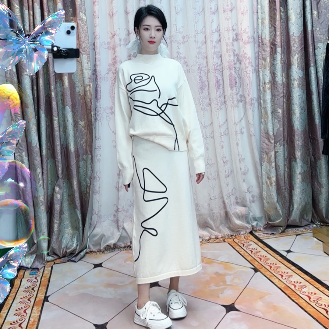 【现货-春季-套装】春季新款气质时尚针织休闲设计师