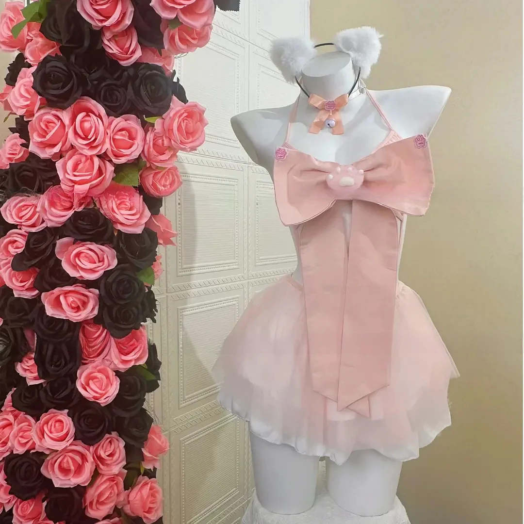 【假期限定】猫系少女！少女风大蝴蝶结显瘦辣妹性感睡裙性感睡衣女