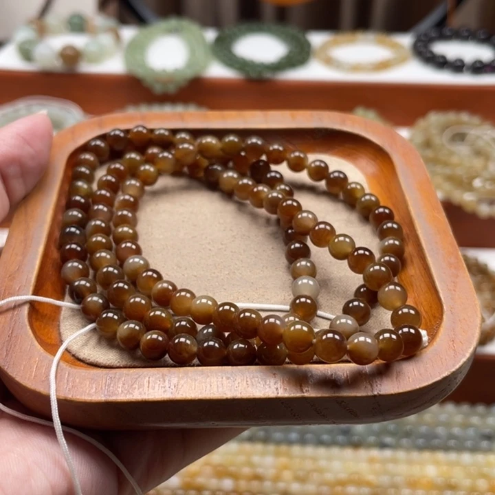 和田玉未镶嵌毛衣链珠串6mm