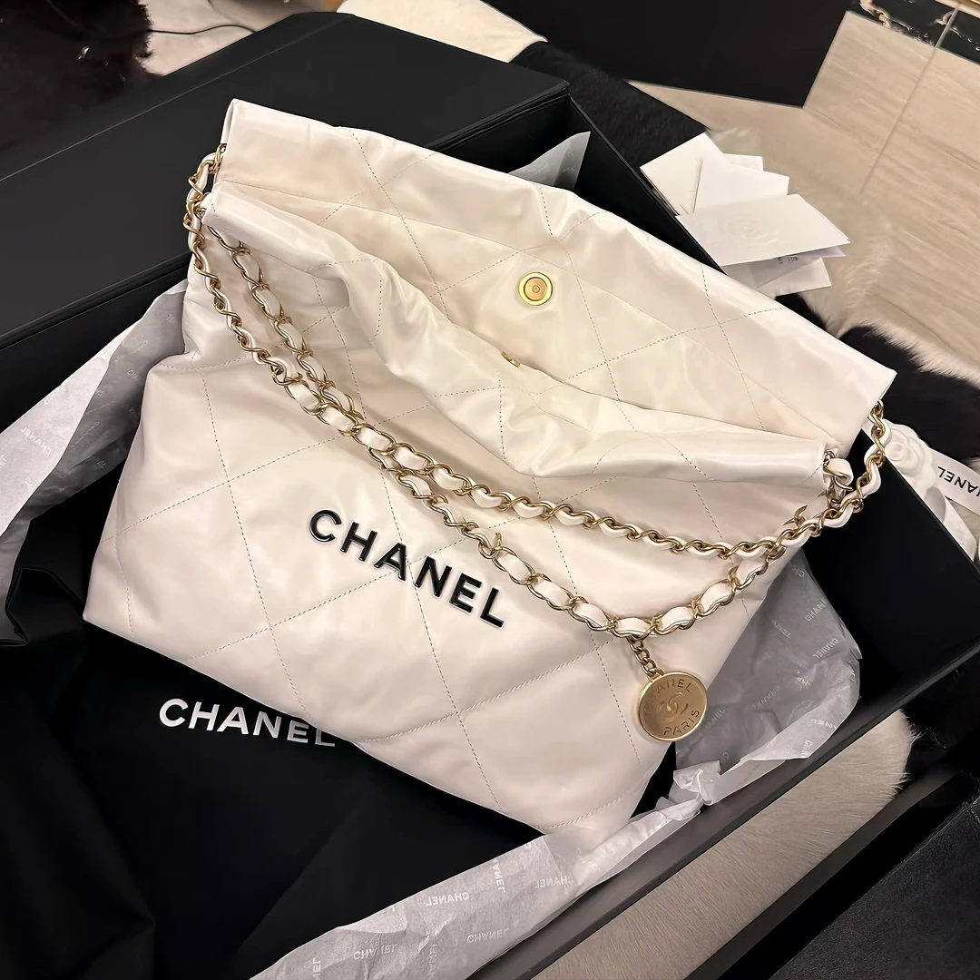 未使用 Chanel/香奈儿 0562|香奈儿牛芯片新款黑白色垃圾袋单肩包