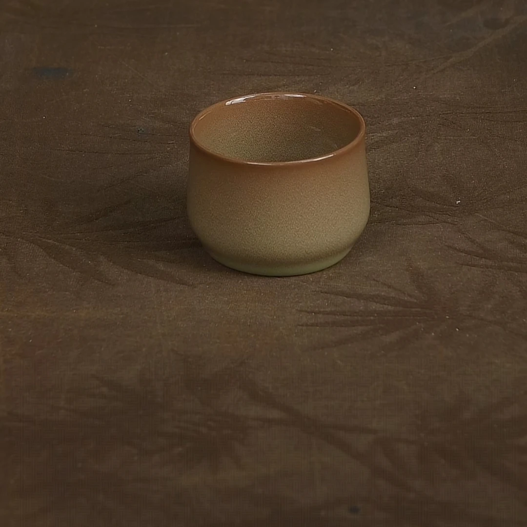 窑变咖色手握杯陈卫武龙泉青瓷茶具泡茶主人杯