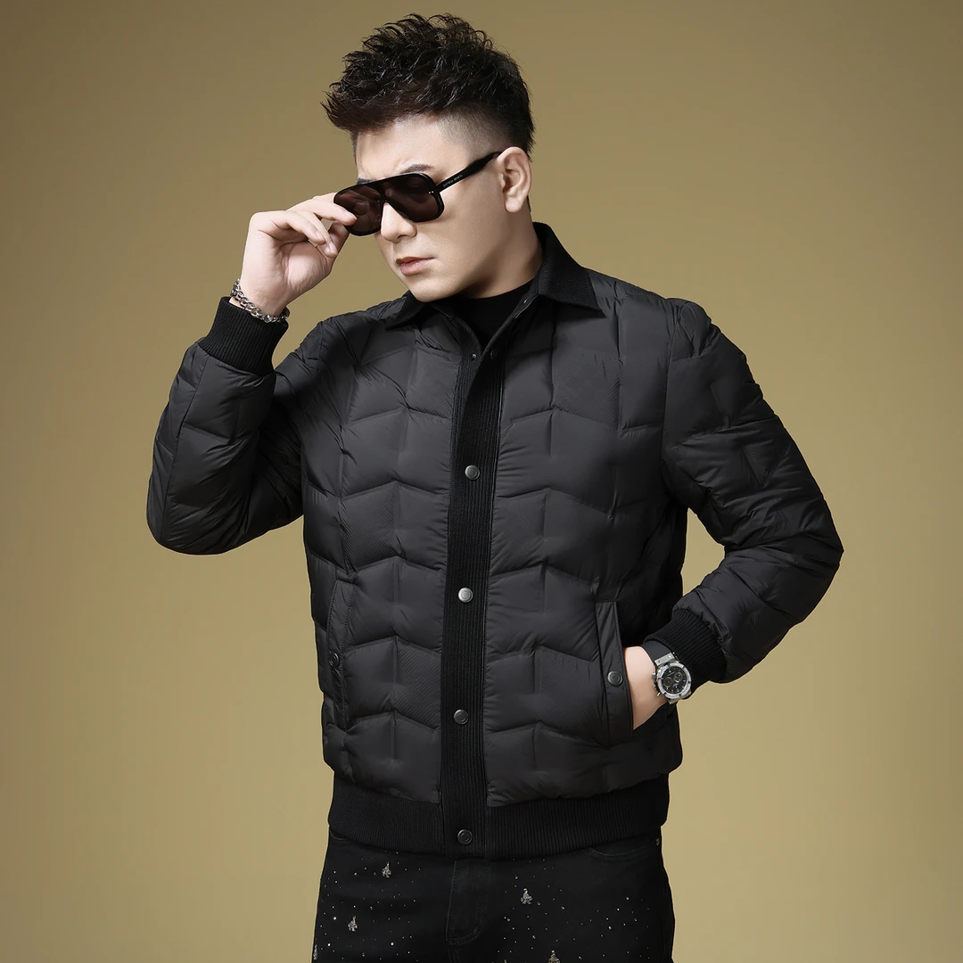 欧货高端秋季男士羽绒服90白鸭绒轻薄款修身潮牌潮流时尚保暖外套