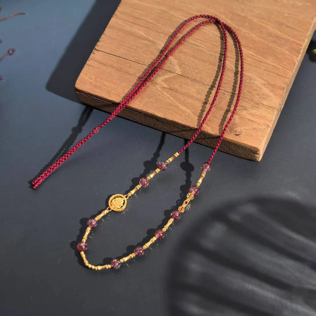 [琪钰] 18K金凤九超七金草莓项链绳-L250112004