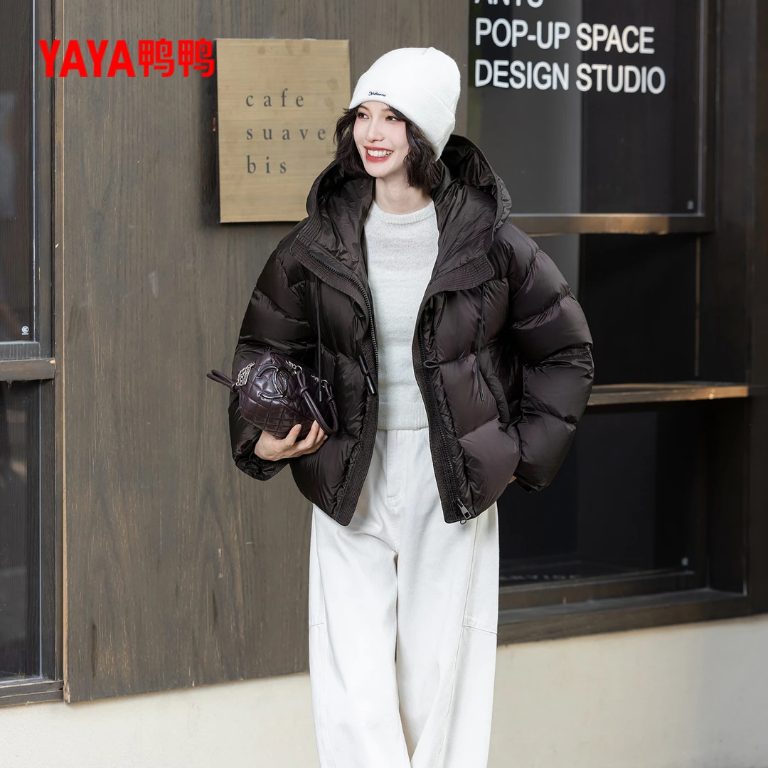 YAYA鸭鸭官方羽绒服2024新款冬季户外保暖女士鸭绒小个子短款外套