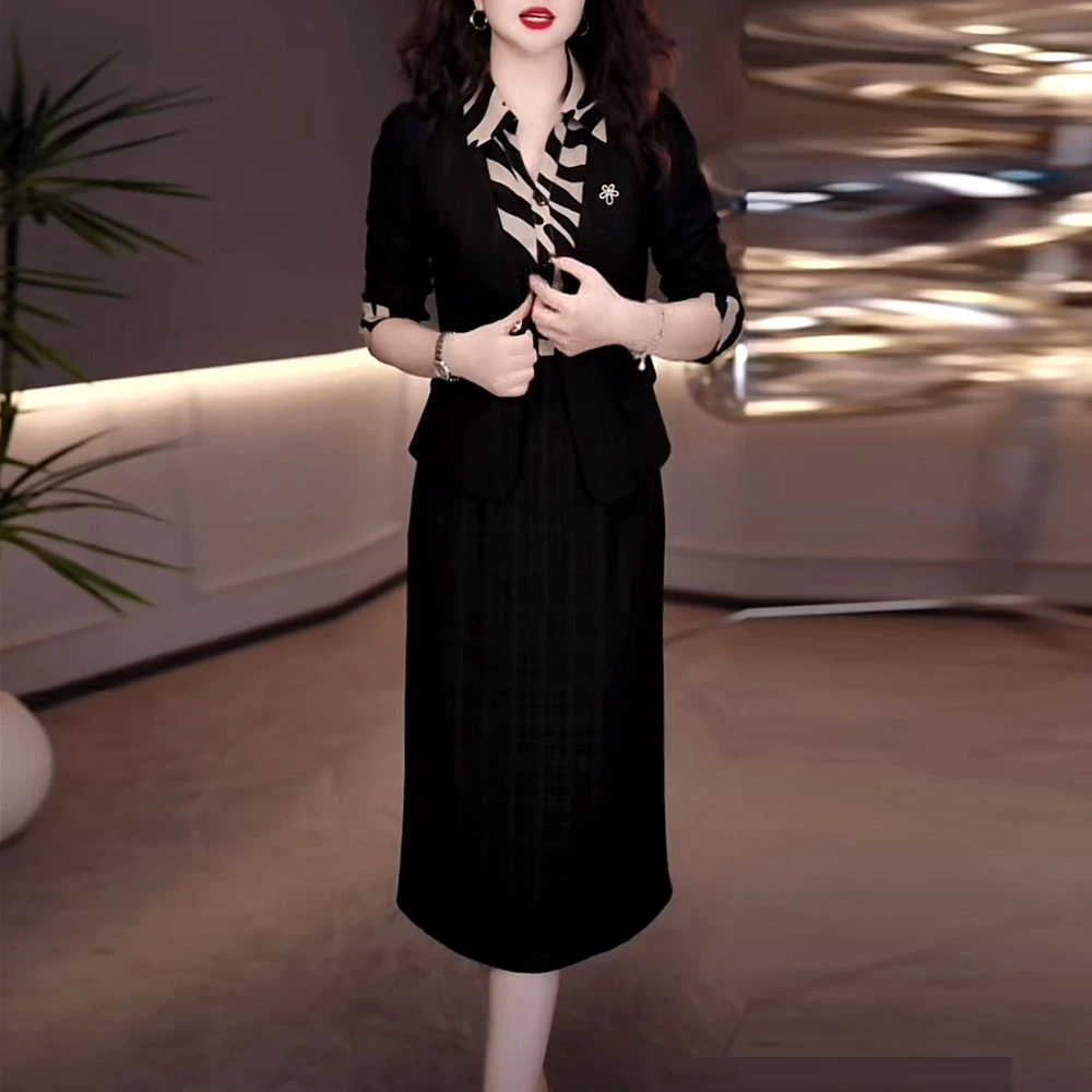 帛莱软精纺气质高端两件套连衣裙2025秋季新款外套裙子修身套装裙