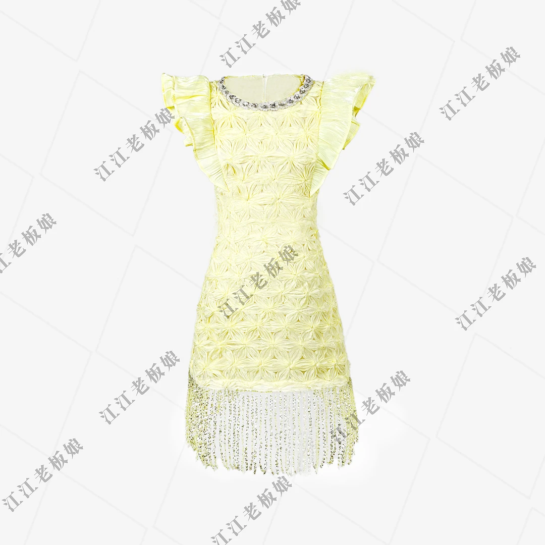 青仓【夏夏专属】名媛气质显瘦时尚设计感飞飞袖连衣裙女Q1370