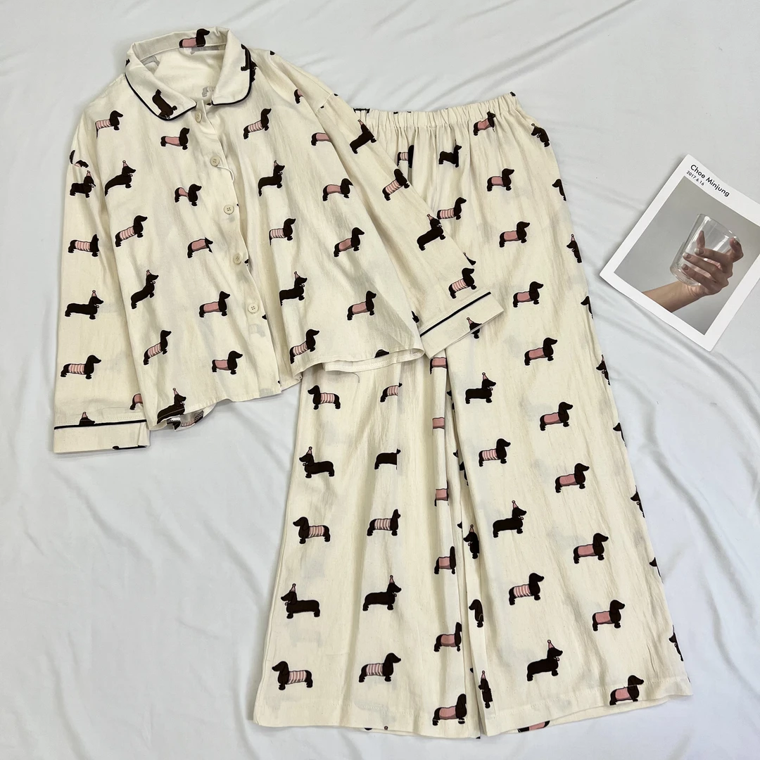 【叶子服饰】夏季新款小狗简约休闲家居服18019