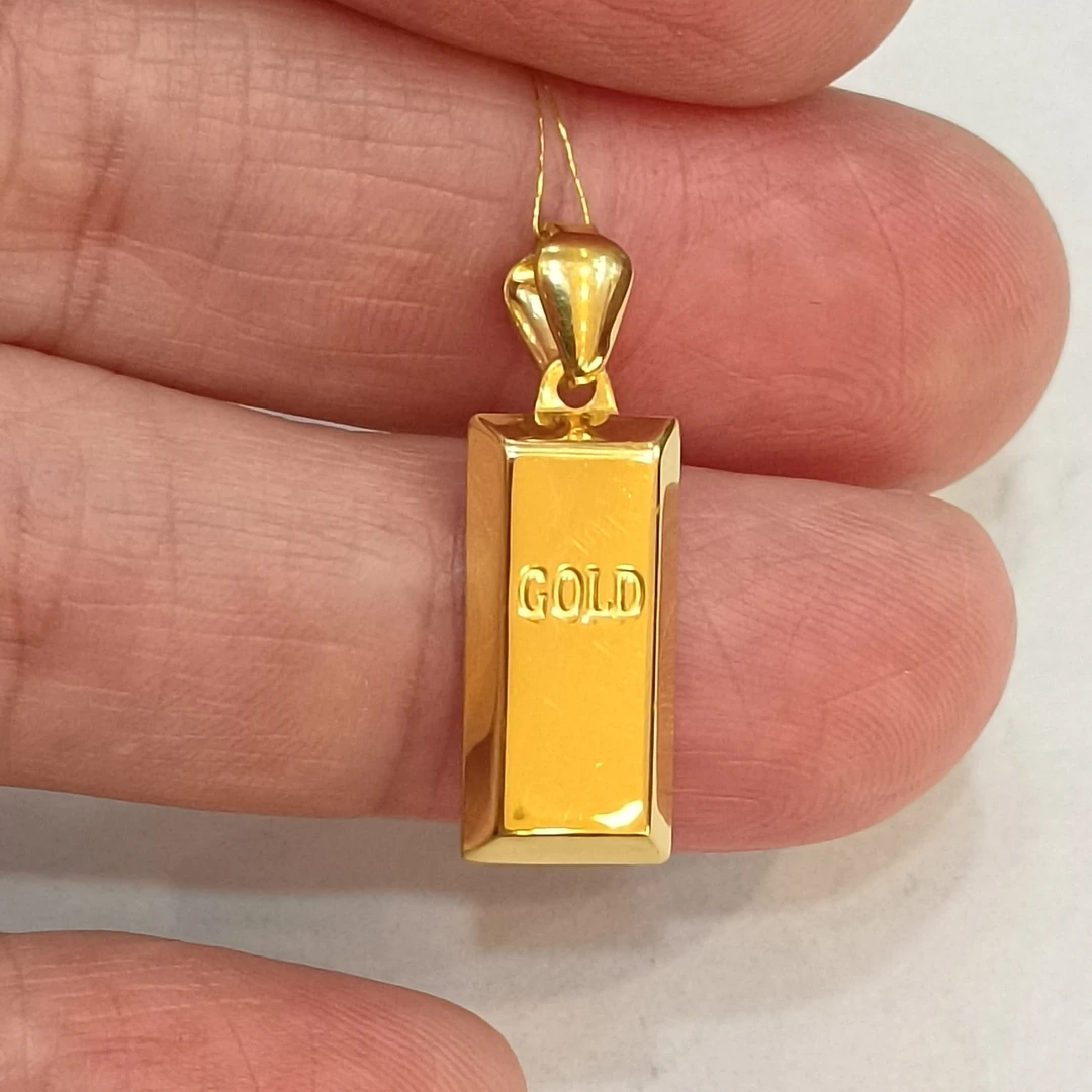 足金999黄金吊坠正品纯黄金暴富小金条吊坠子时尚实心小金砖挂坠