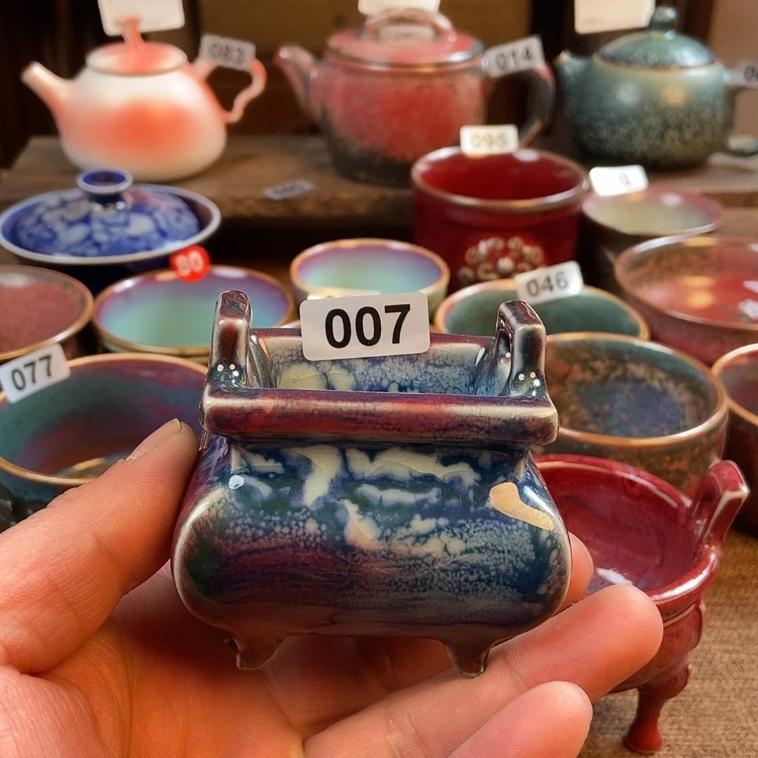 瓷片清*风钧瓷茶器摆件工艺品