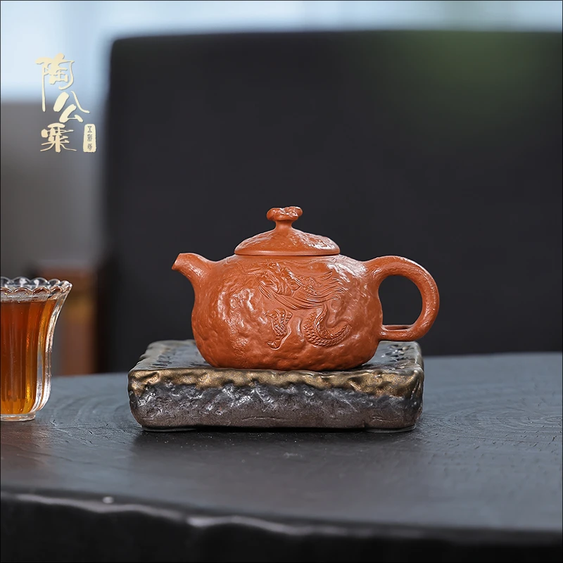 陶公粟原矿赵庄朱泥《隐龙供春》240cc内推郑手制精美紫砂壶中容量
