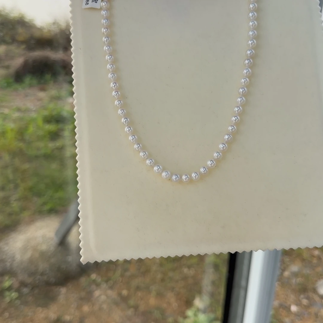 淡水珍珠颈饰银S925镶嵌6.5-7无核极光镜面正圆无暇炫彩冷白