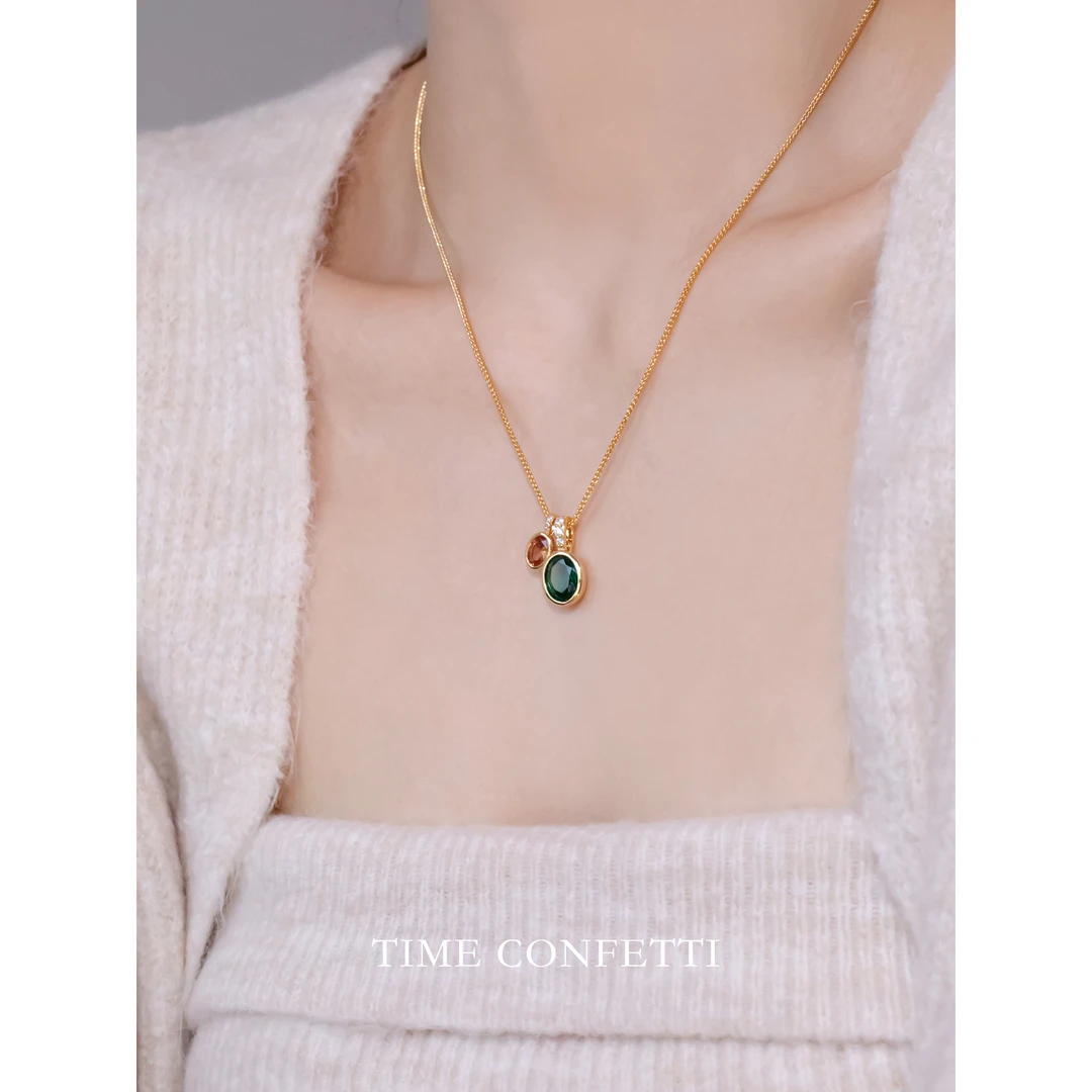 黄铜项链 镀K金【孙二娘】气质精致小众双水滴毛衣链项链TC 11370