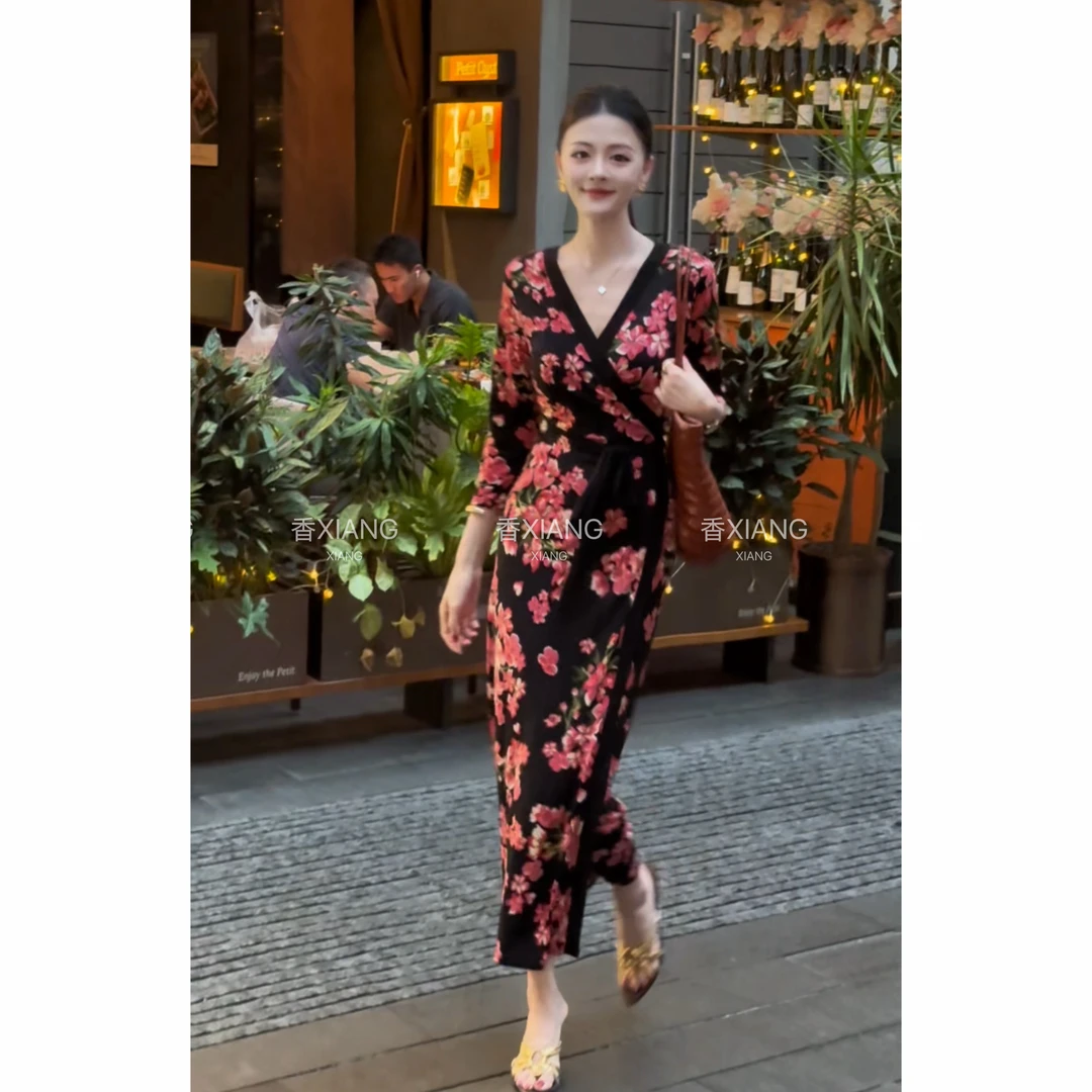香香【生如夏花】裹身裙一片式高级感时尚气质修身度假长裙连衣裙