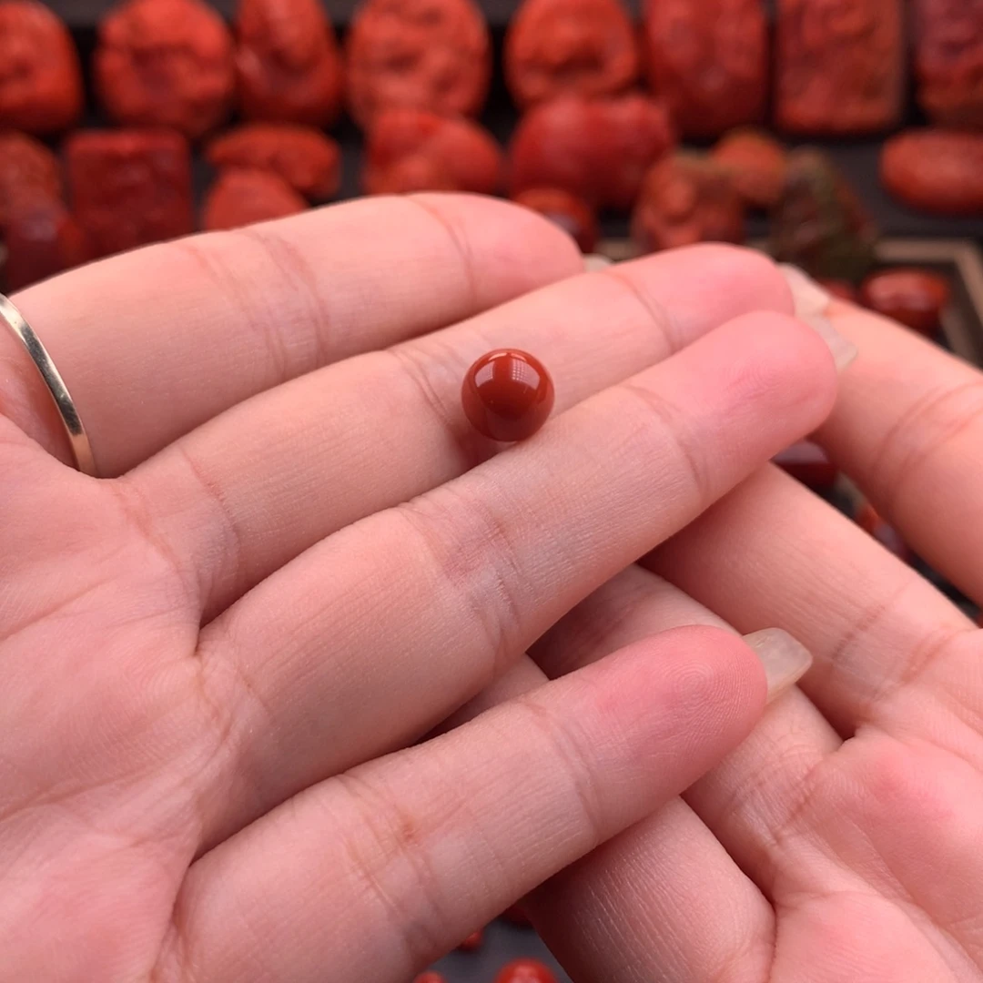 南红玛瑙南红川料原矿圆珠8mm未镶嵌