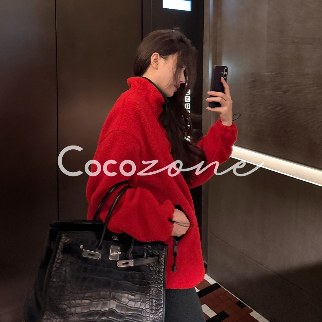 COCO ZONE 刘 一一 “耀眼”绵羊毛混纺立领半拉链卫衣 CD1A1681