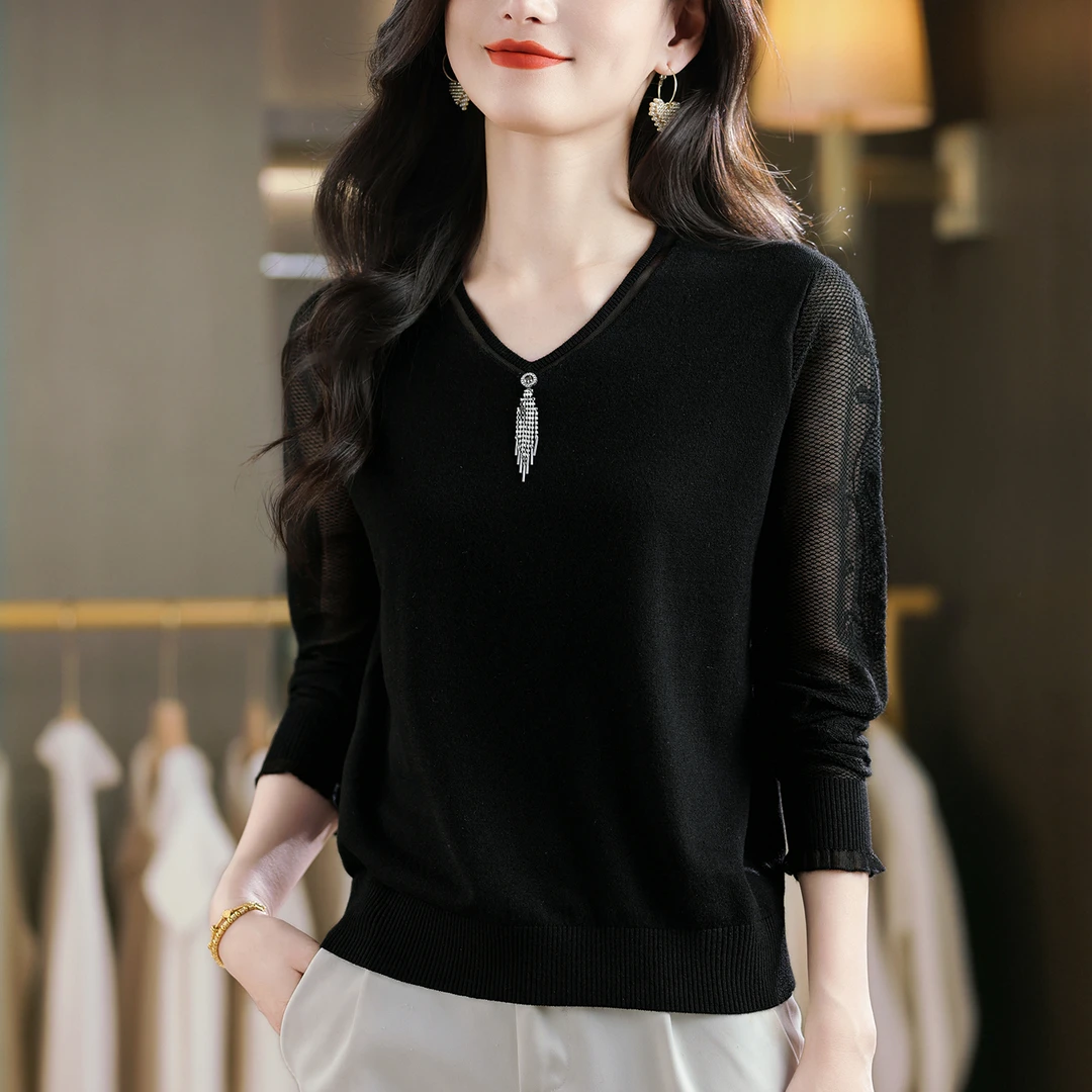 秋装薄款毛衣女气质高级感减龄小衫遮肚子大码胖mm打底衫显瘦洋气