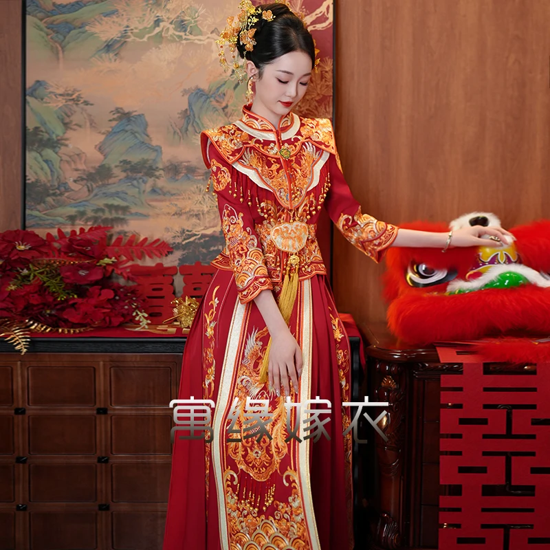 高端苏绣秀禾服2025新款嫁衣敬酒龙凤褂出阁迎亲新中式婚服女显瘦