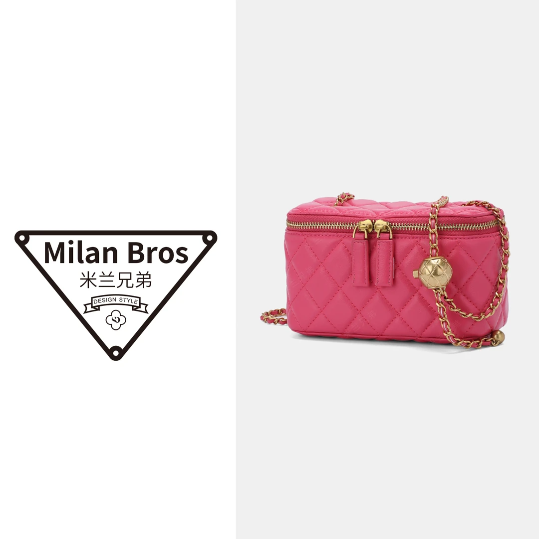 【米兰兄弟】 头层羊皮盒子包粉色女士