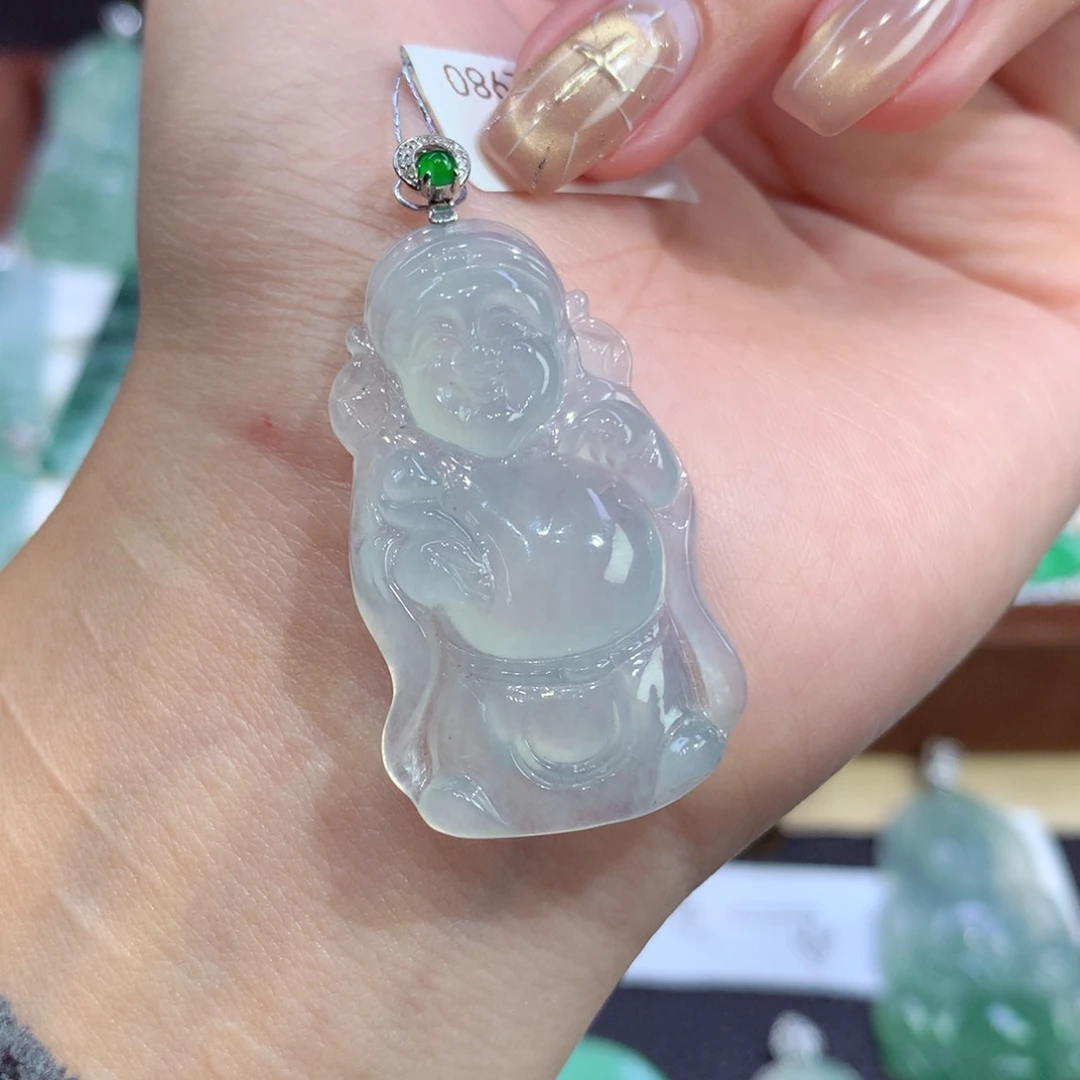 吊坠(不含链)18K金镶嵌翡翠