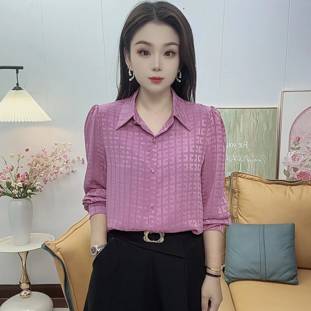 2025女装新款秋季衬衫爆款气质长袖开衫时尚百搭显瘦上衣女打底衫