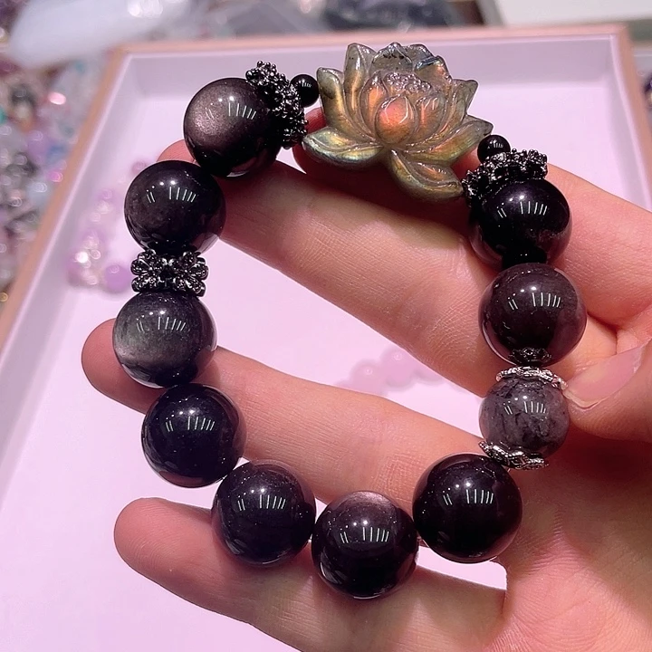 水晶手串未镶嵌月光荷花