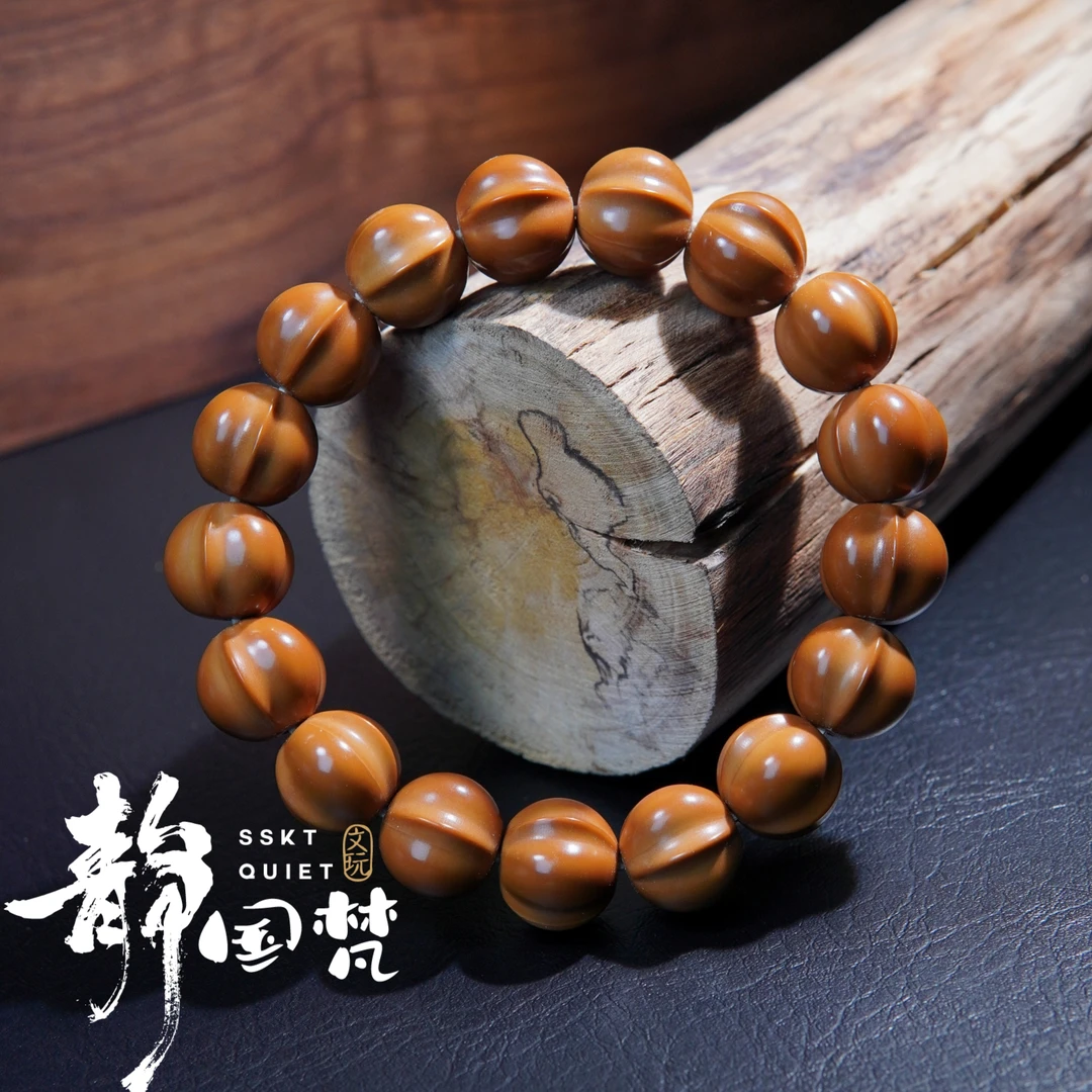 静国梵文玩《鲨鱼背单圈14mm左右》猴头核桃手串A06