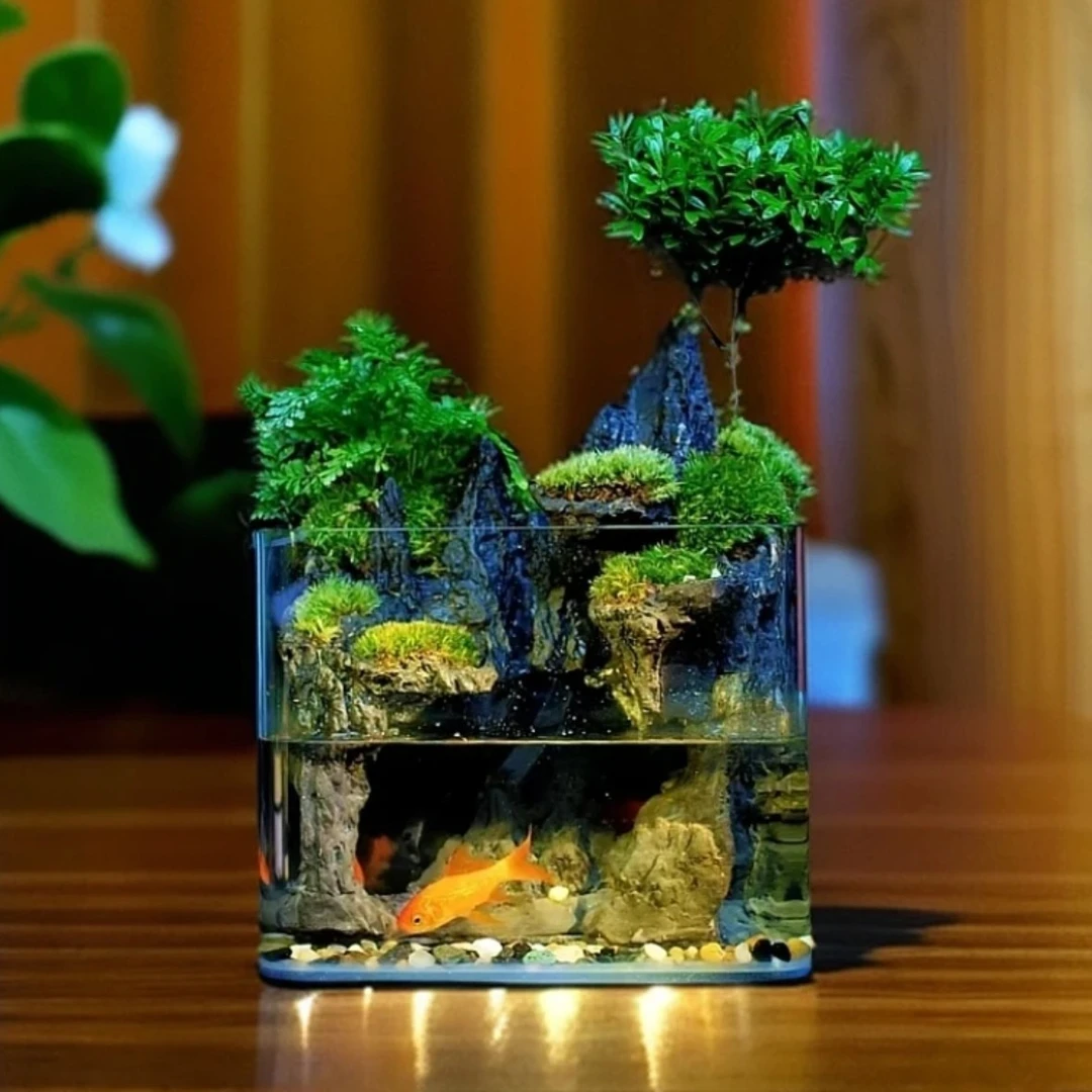 【原野】悬山 可拆洗悬山老桩小叶赤楠带流水养鱼微景观20*16*14