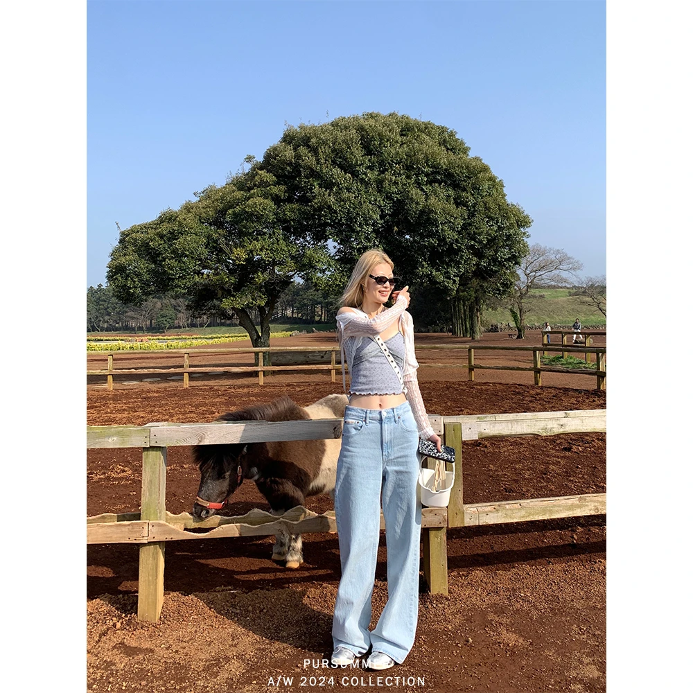 【清清！朴夏Pursummer】 浅色牛仔裤H18597PR42