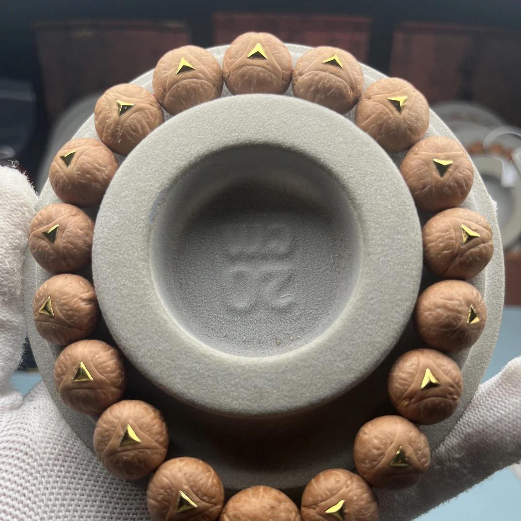 尼泊尔龙眼菩提尺寸14+mm精工镶嵌铜三角
