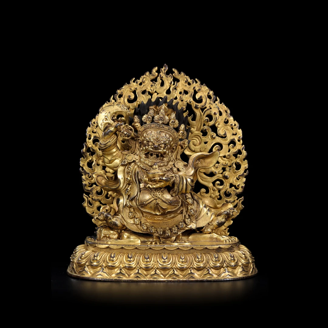 铜鎏金二臂大黑天护法