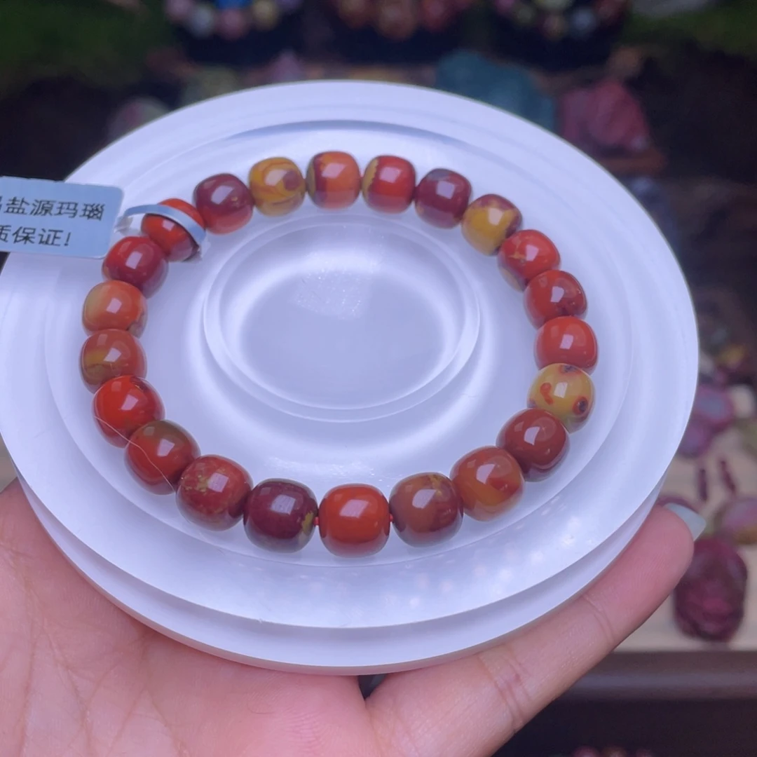 玛瑙/玉髓未镶嵌珠宝半成品盐源玛瑙高品包浆老型珠