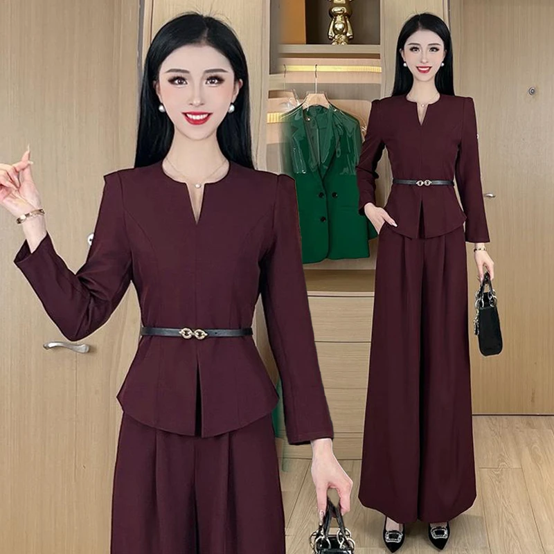 时尚套装女2025春季新款时髦洋气短外套阔腿裤气质显瘦两件套装潮