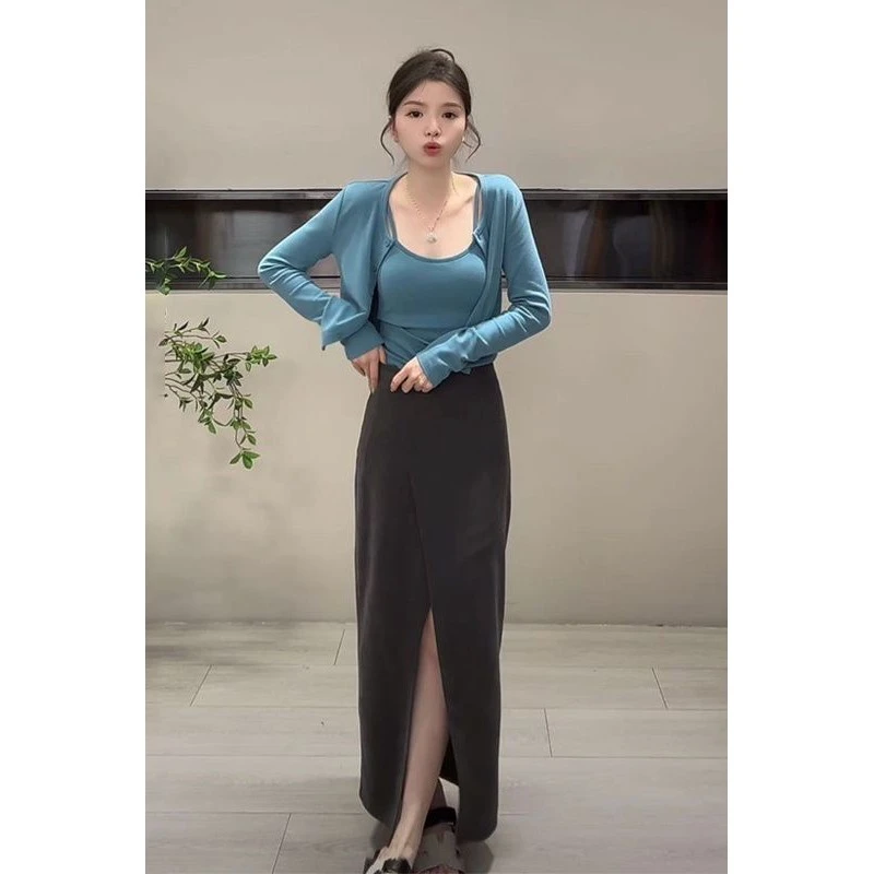 吊带开衫裙子套装洋气衣服女装网红炸街夏季穿搭一整套小香风韩系