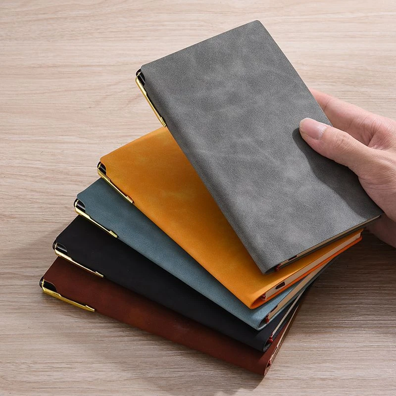 软皮笔记本子羊巴皮面定制可印logo商务会议记录简约加厚a6记事本