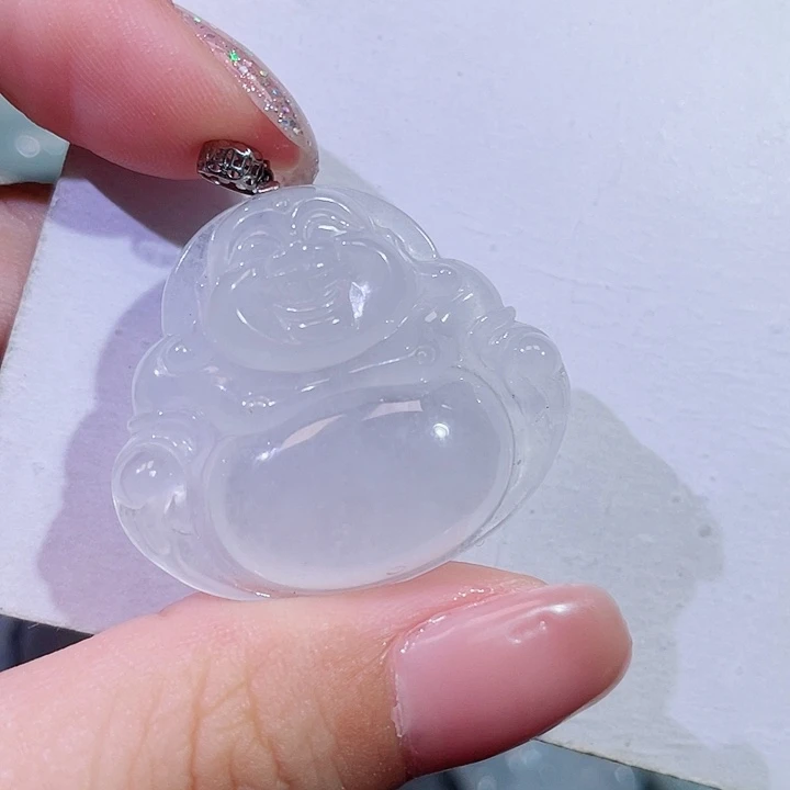 翡翠18K金镶嵌颈饰佛公