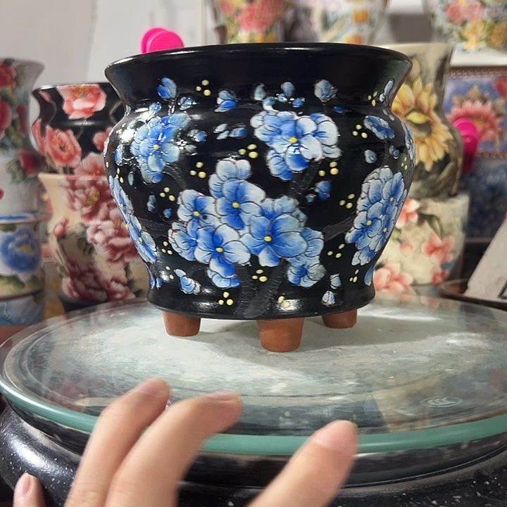 景德镇幸运花盆手绘韩式花盆