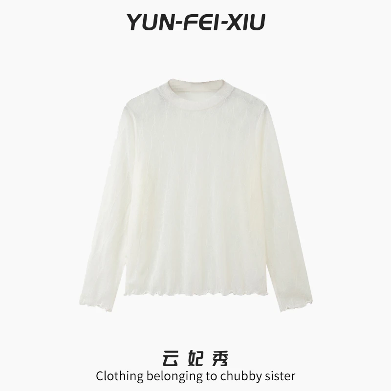 云妃秀大码女装蕾丝衫百搭时尚圆领梅花打底衫微胖显瘦夏季NS1123