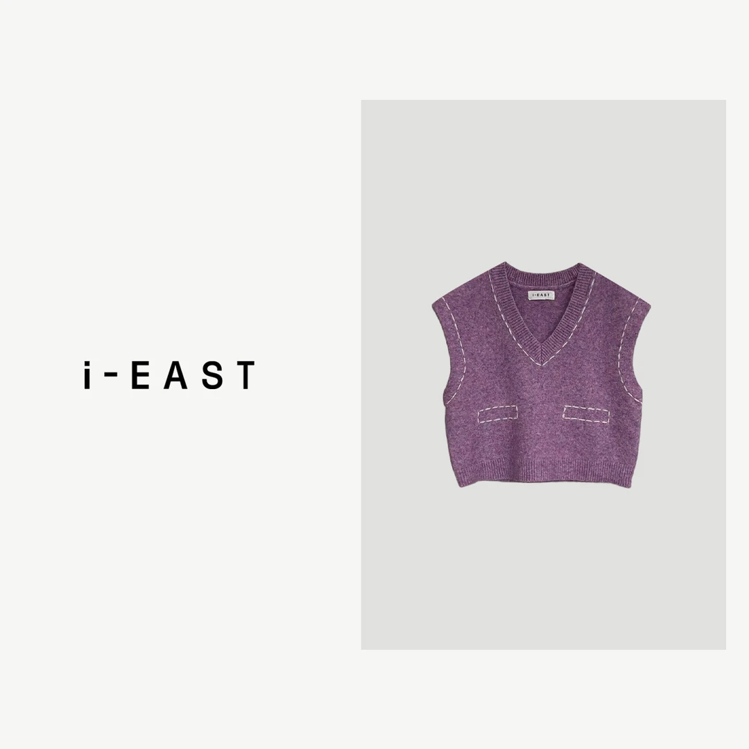 i-EAST 都柏林时代~手工明线设计毛织马甲T11812