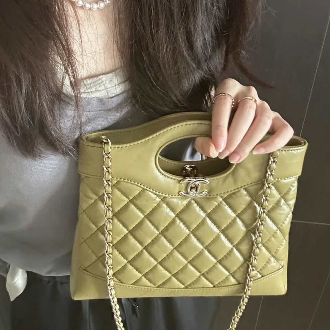 99新 Chanel/香奈儿 大吉中古/Chanel卡其绿31bagmini手提斜挎包