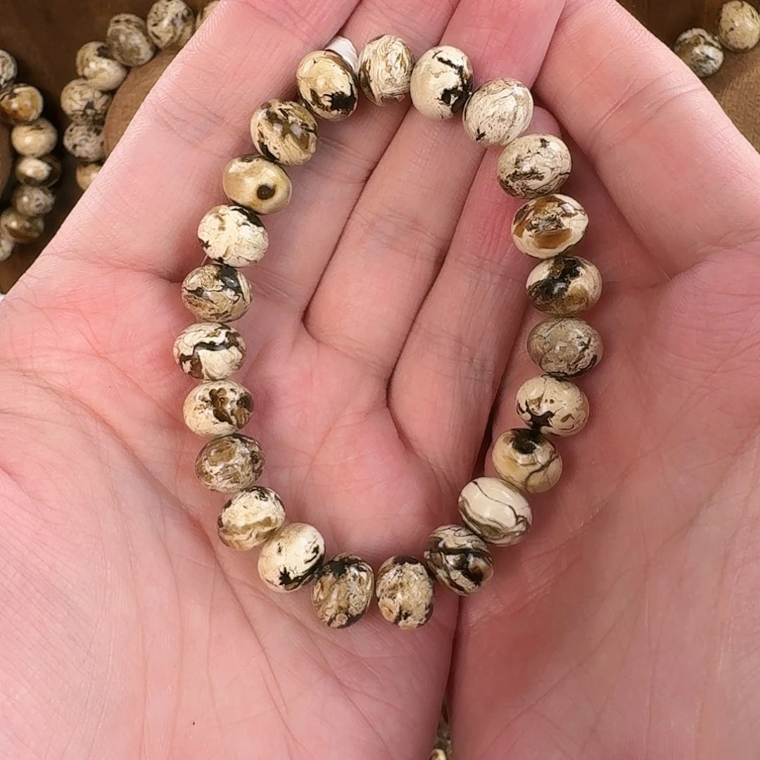 叶***8琥珀未镶嵌手串抚顺琥珀-干白花