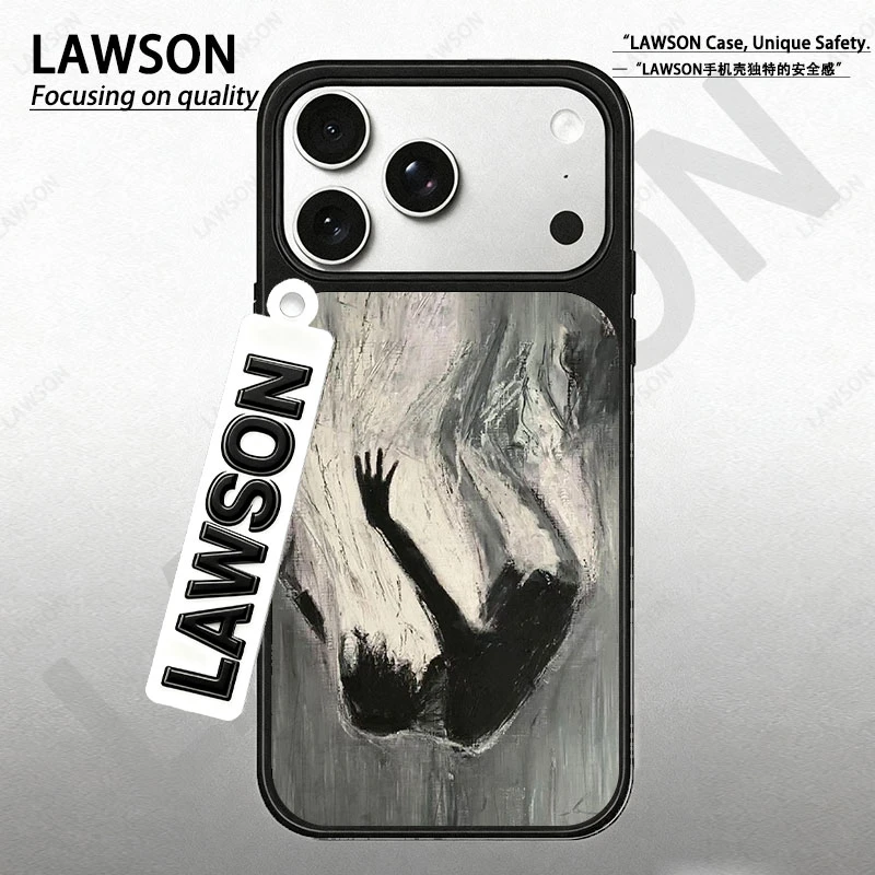 下坠磨砂磁吸黑边苹果17promax/16/15华为小米防摔防汗手机壳