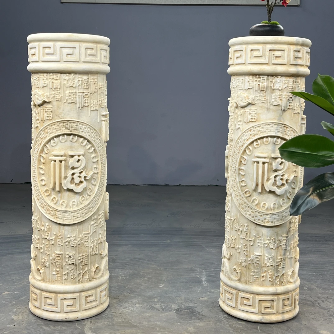 汉白玉百福柱花几