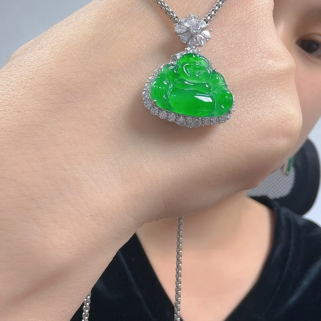 翡翠银S925镶嵌吊坠(不含链)