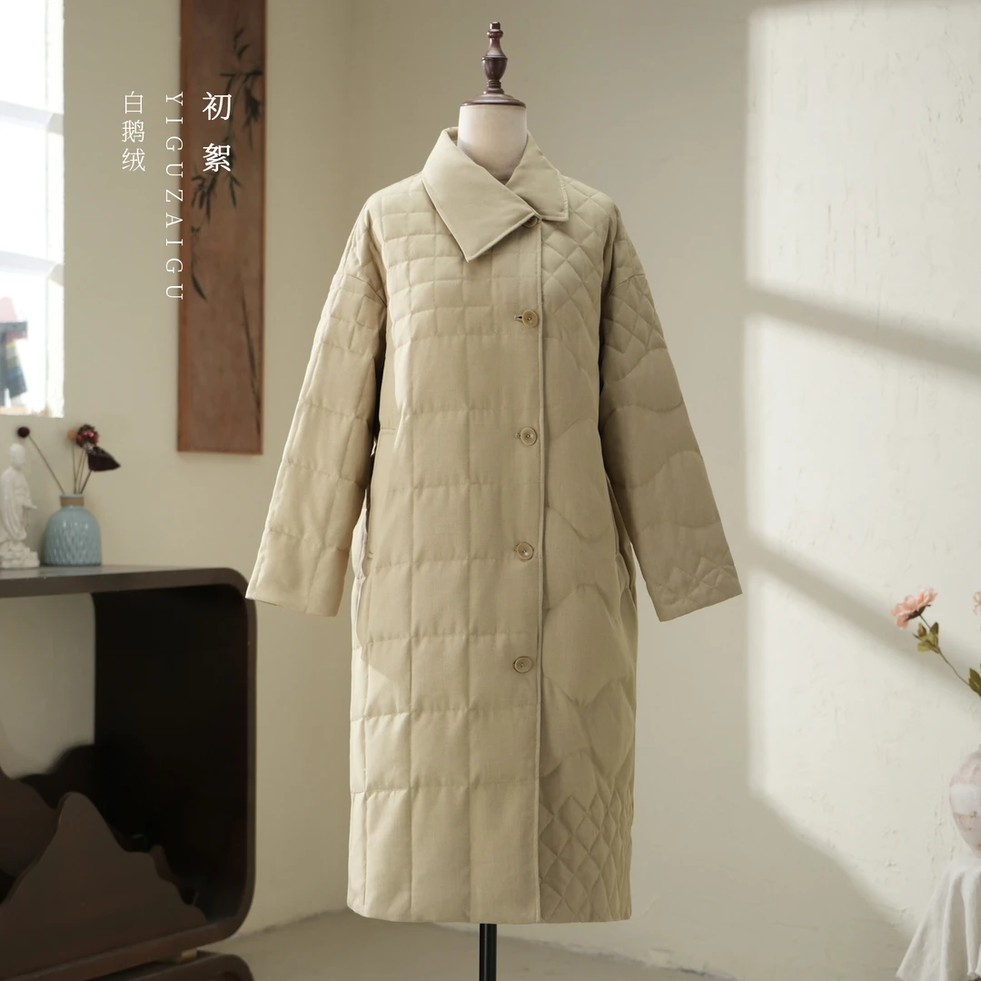 初絮/一顾再顾鹅绒羽绒服花苞领大气时尚百搭日常