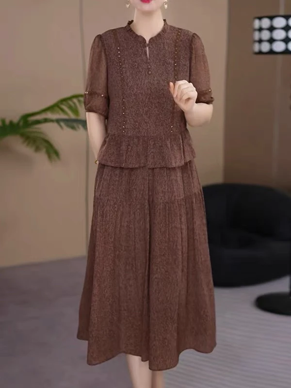 妈妈夏季连衣裙2025新款今年流行爆款高端减龄显瘦短袖中长款裙子