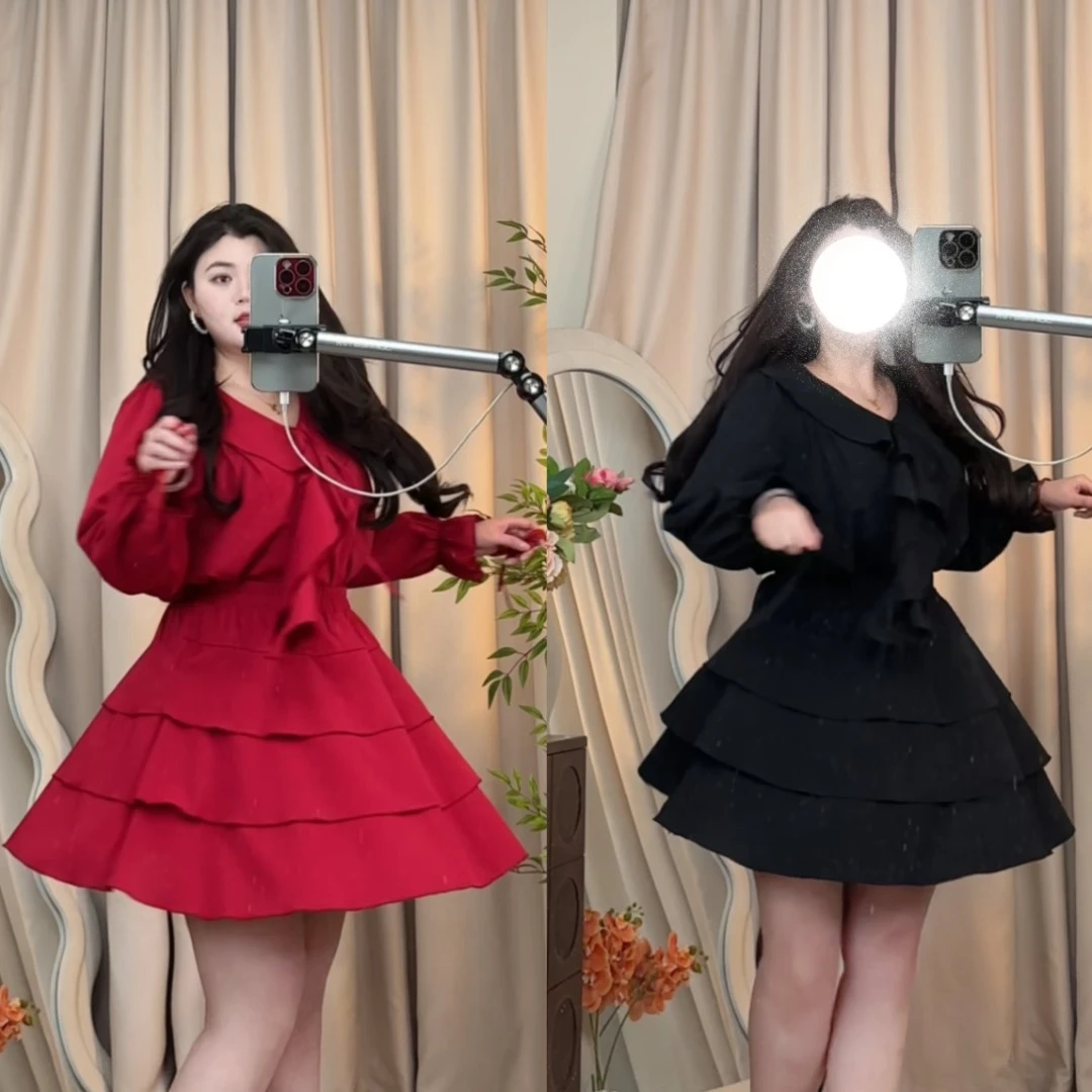 【小稳专属】荷叶边显瘦气质小众衬衫+蛋糕半裙套装