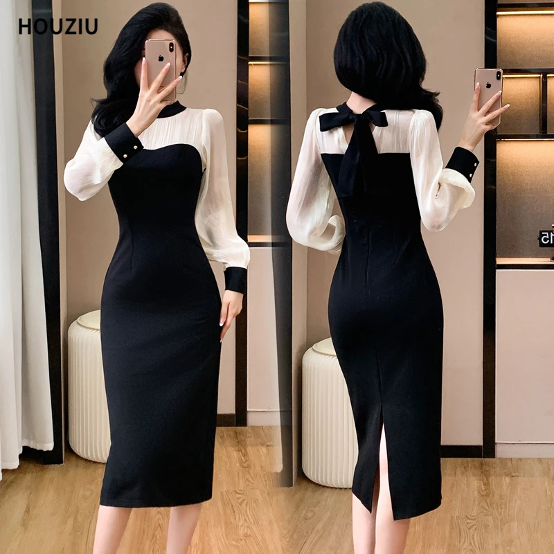 春季御姐约会度假包臀裙高级感法式假两件气质系带收腰显瘦连衣裙