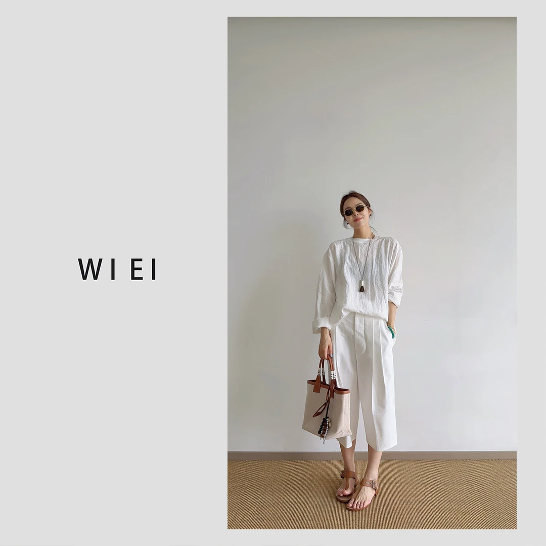 《WI EI》街拍裤*1OO%棉廓形 双褶茧型 休闲七分裤 W25K001